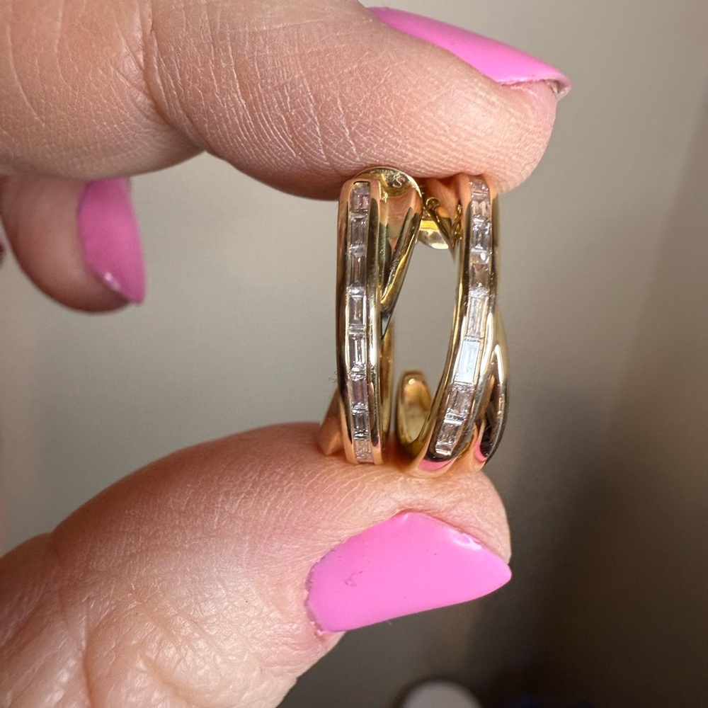 Diamond and 14KT Gold Dana Rebecca Hoop Earrings